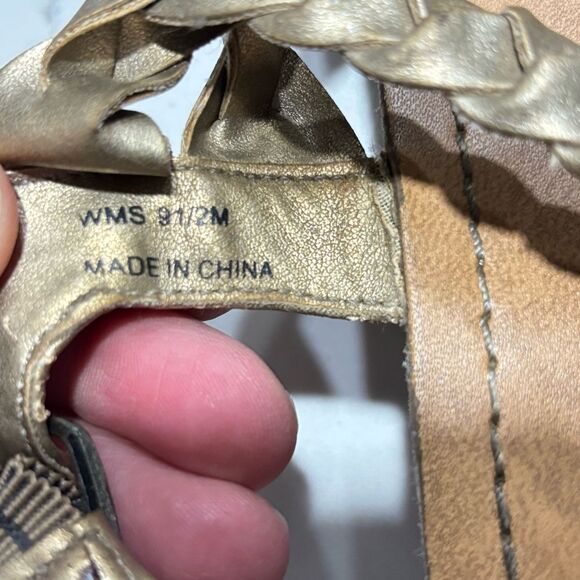 Kenneth Cole Reaction | Women’s Metallic Gold Braided Strappy Thong Sandals 9.5 - Picture 12 of 14